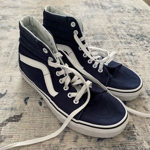 navy blue high top vans